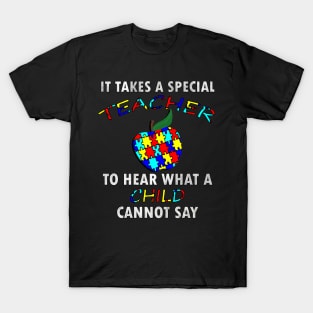 Autism Teacher Puzzle Apple Inspire Gift for Special Ed Autistic Support Awareness inspire Gifts T-Shirt